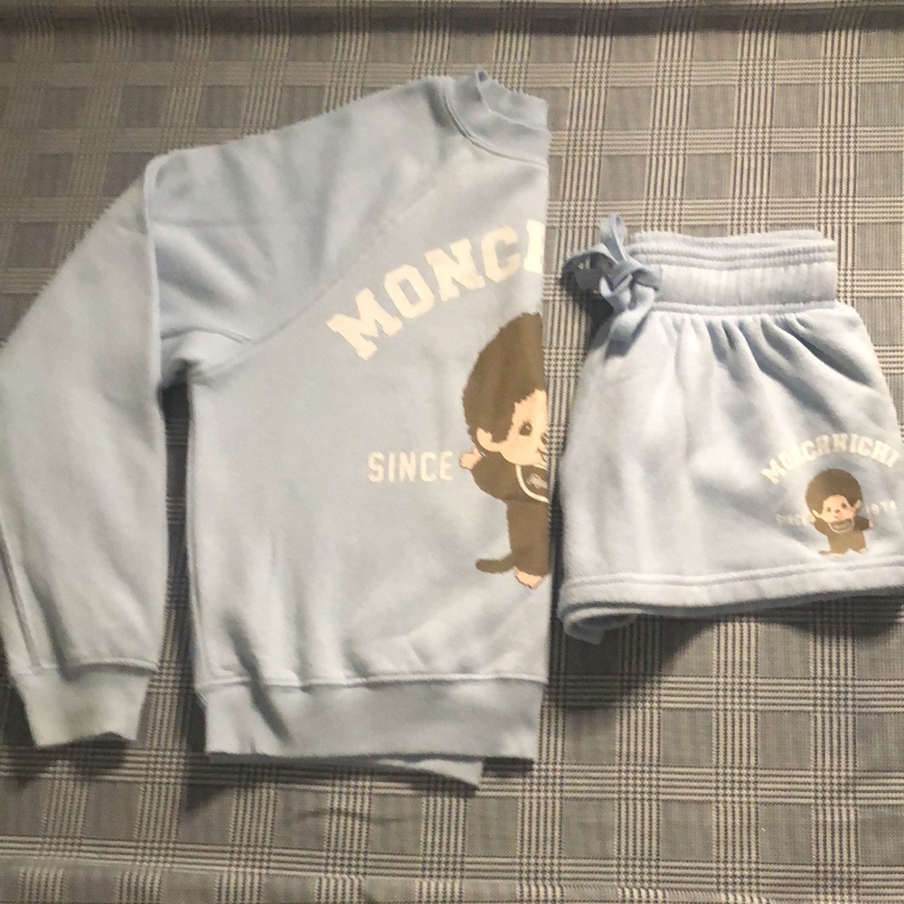 Kids Light Blue - & Graphic Cozy Sweatshirt & Matching Sweat-shorts Set